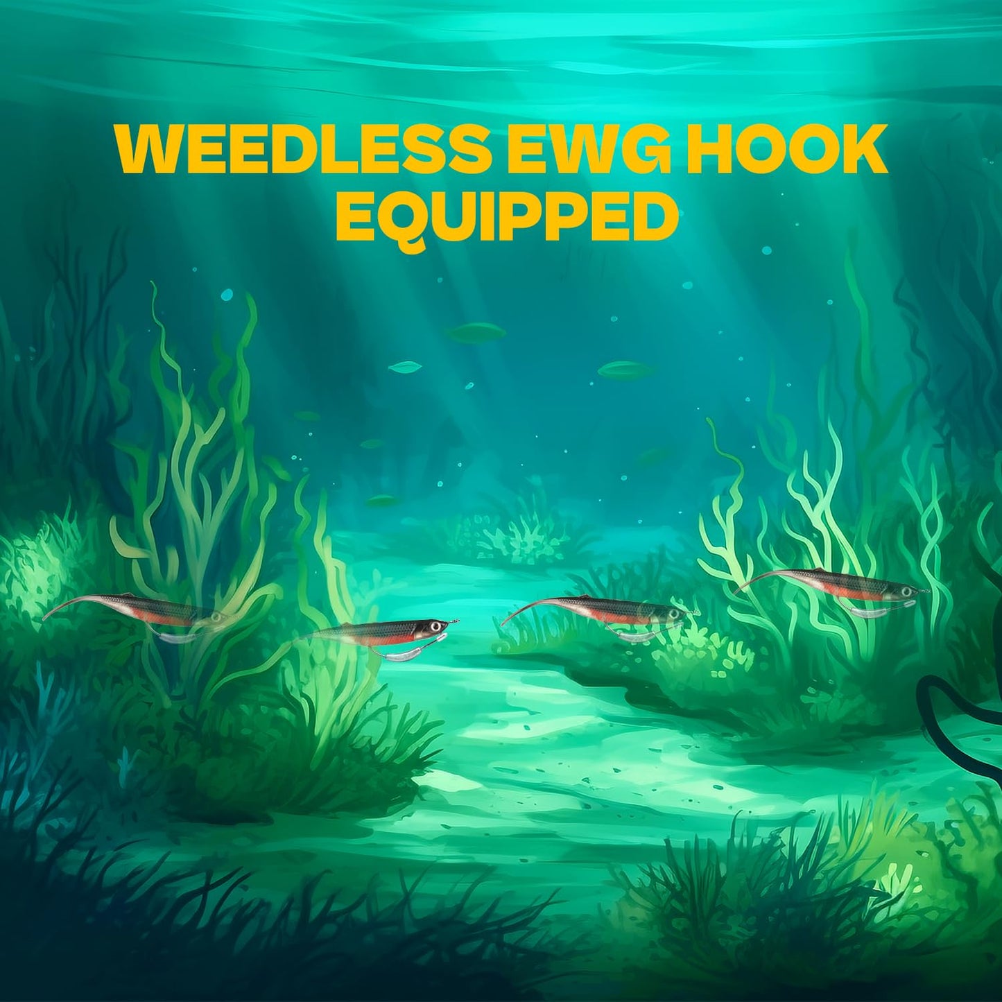 Weighted Swimbait Hooks with Molded Bait Keeper, Equipped with Weedless EWG Worm Fishing Hooks 2/0 3/0 4/0 5/0 1/16 1/8 3/16 1/4oz (15 PCs)