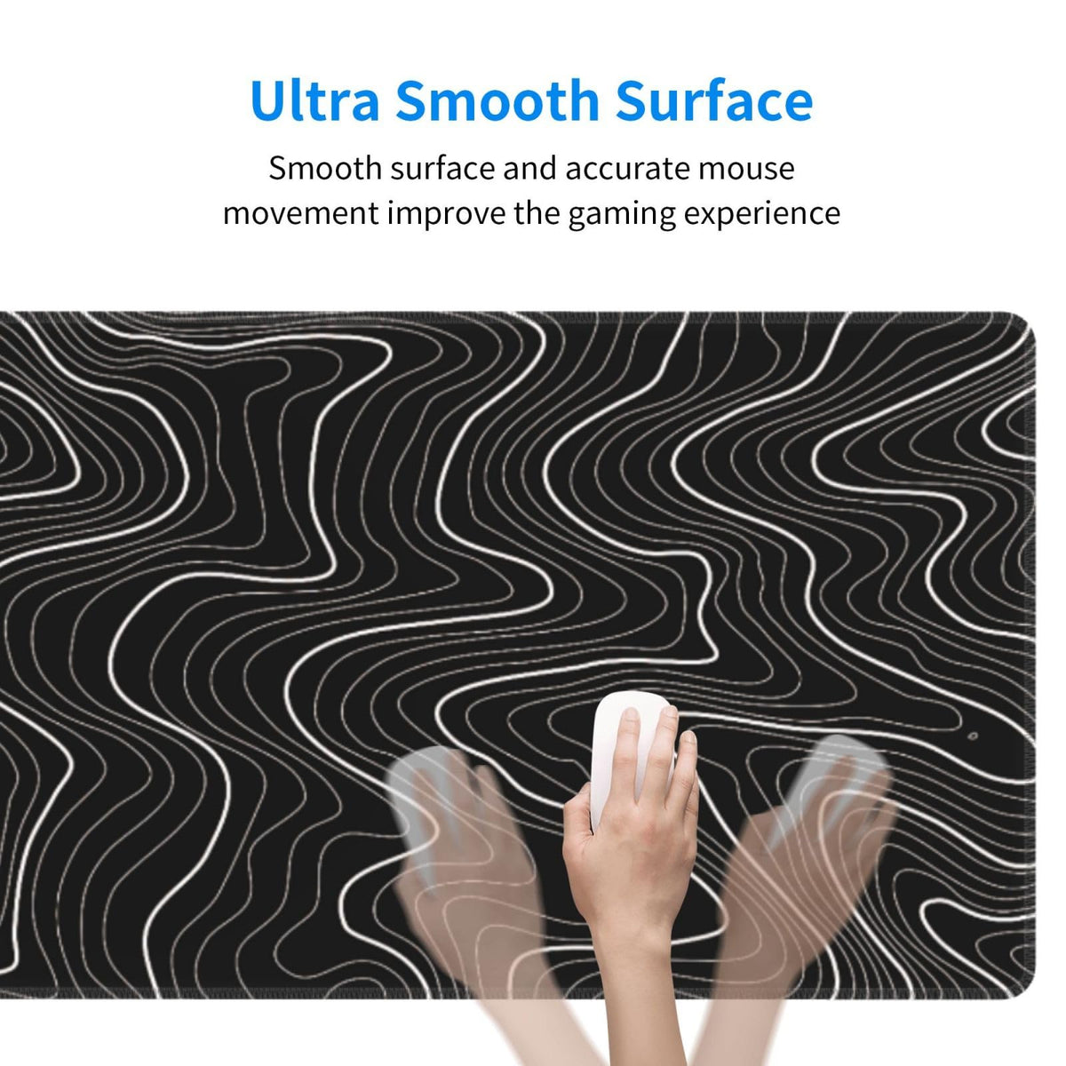 Gaming Mouse Pad, Large Black and Green Line Topographic Mousepad Laptop, Extended Mouse Mat, Long XL Waterproof Keyboard Pads, Big Non-Slip Mousepads for Game Office Home, 31.5 x 11.8 in