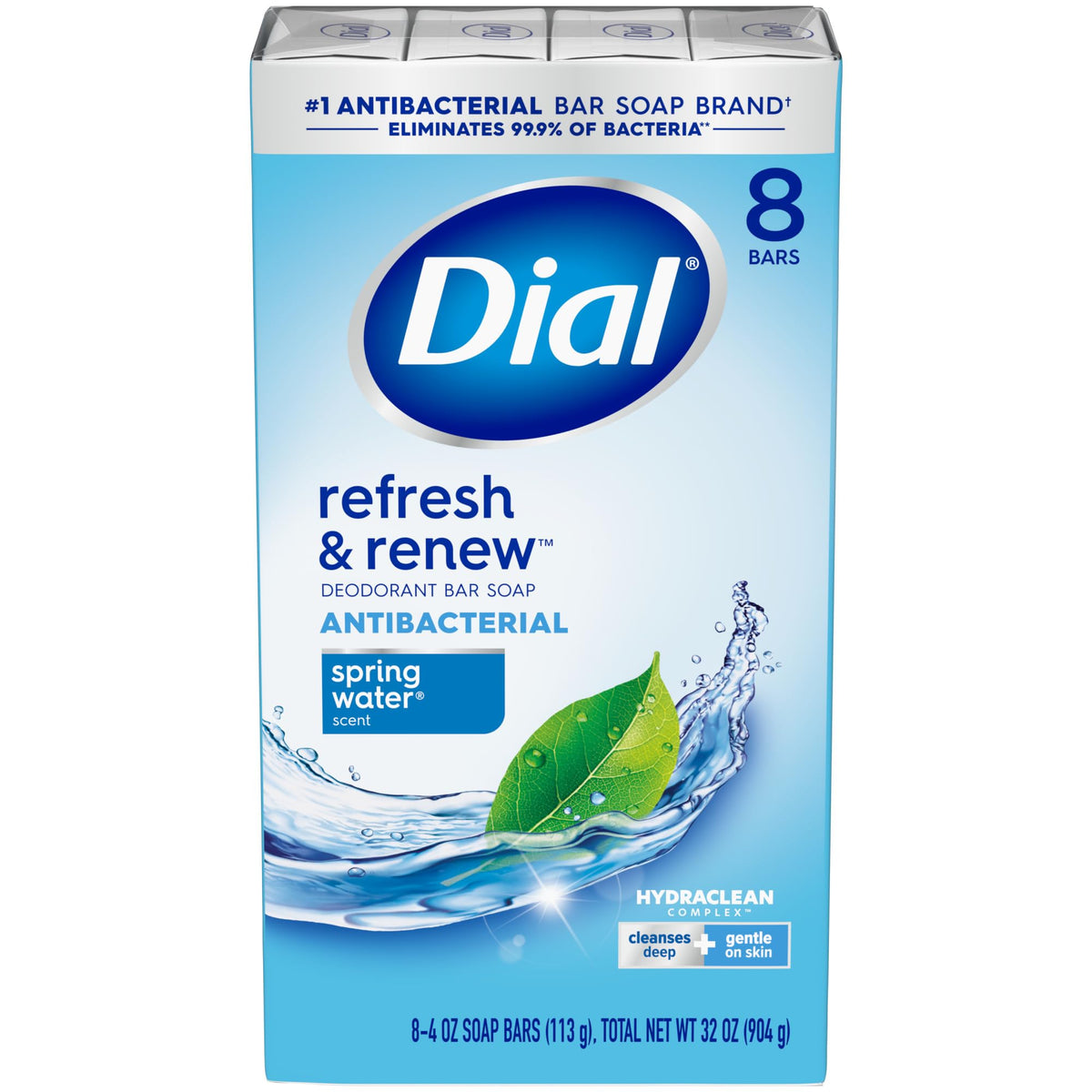 Dial Antibacterial Bar Soap, Calm & Soothe Lavender & Jasmine Deodorant Bar, 4oz (8 Bars)