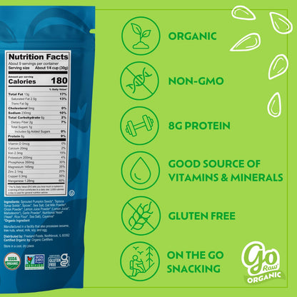 Go Raw Organic Sprouted Pumpkin Seeds - Sea Salted Pepita Snack