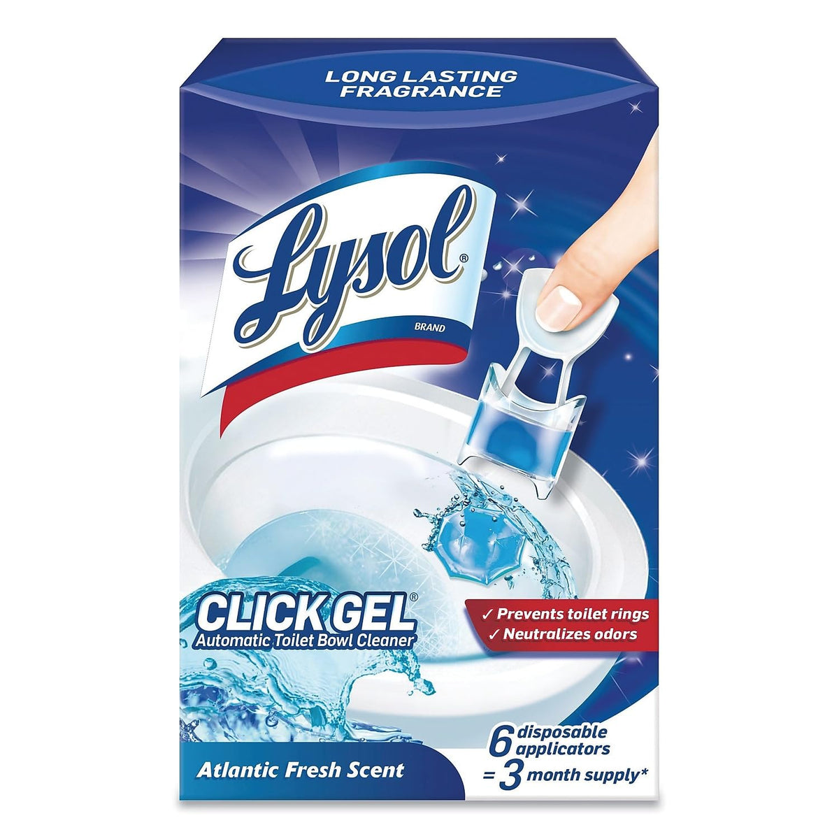 Lysol Click Gel Toilet Bowl Cleaner, Gel Stamp, Lavender, 6 Count