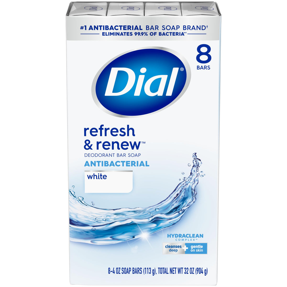 Dial Antibacterial Bar Soap, Calm & Soothe Lavender & Jasmine Deodorant Bar, 4oz (8 Bars)