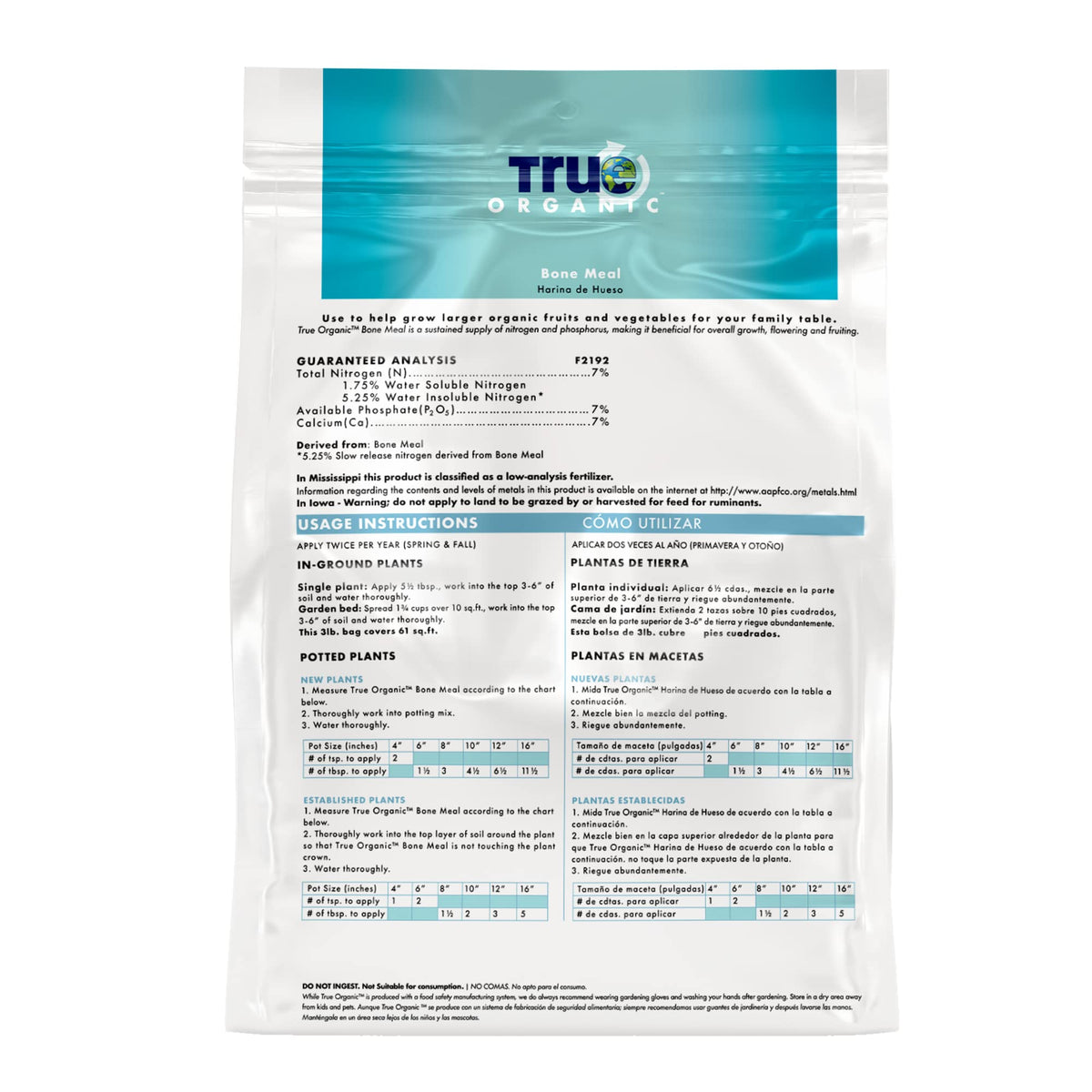 True Organic Blood Meal – High-Nitrogen Organic Fertilizer for Rapid Vegetative Growth – 3lb Bag Covers 104 Sq. Ft.