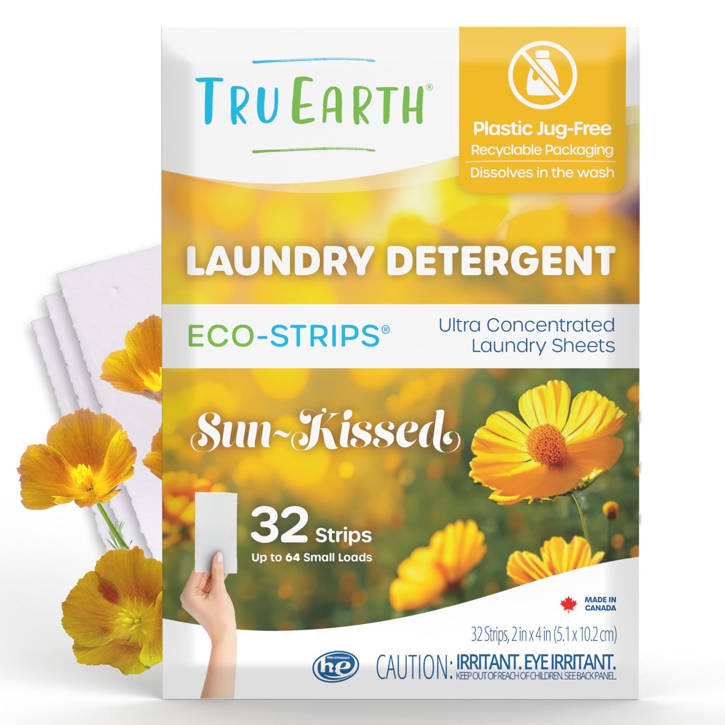 Tru Earth Compact Dry Laundry Detergent - Up to 128 Loads (64 Sheets) - Paraben-Free - Original Eco-Strip Liquidless Detergent, Travel - Fresh Linen | Packaging May Vary