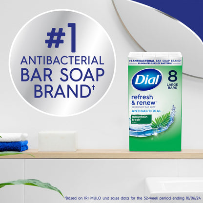 Dial Antibacterial Bar Soap, Calm & Soothe Lavender & Jasmine Deodorant Bar, 4oz (8 Bars)