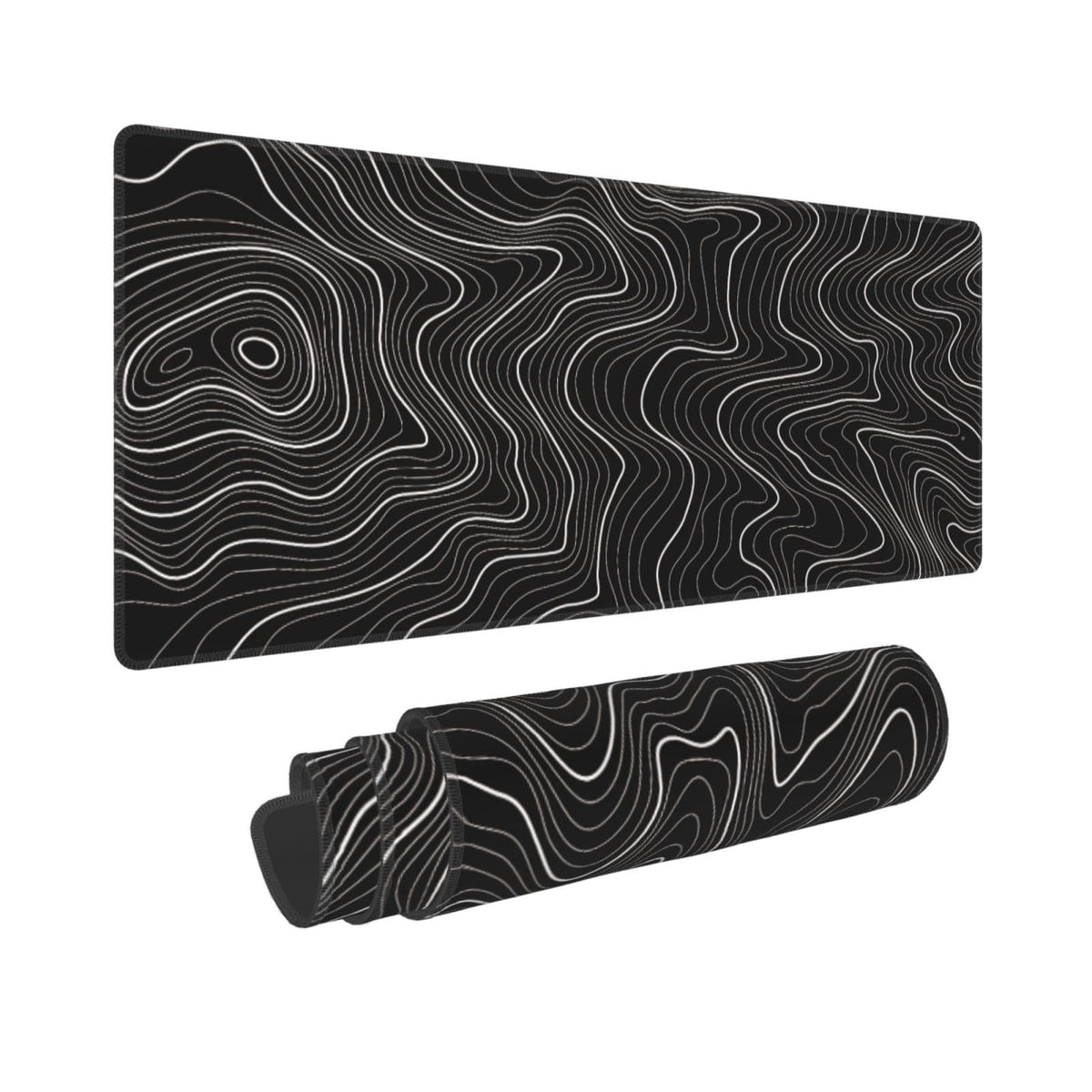 Gaming Mouse Pad, Large Black and Green Line Topographic Mousepad Laptop, Extended Mouse Mat, Long XL Waterproof Keyboard Pads, Big Non-Slip Mousepads for Game Office Home, 31.5 x 11.8 in