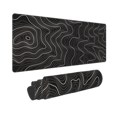 Gaming Mouse Pad, Large Black and Green Line Topographic Mousepad Laptop, Extended Mouse Mat, Long XL Waterproof Keyboard Pads, Big Non-Slip Mousepads for Game Office Home, 31.5 x 11.8 in