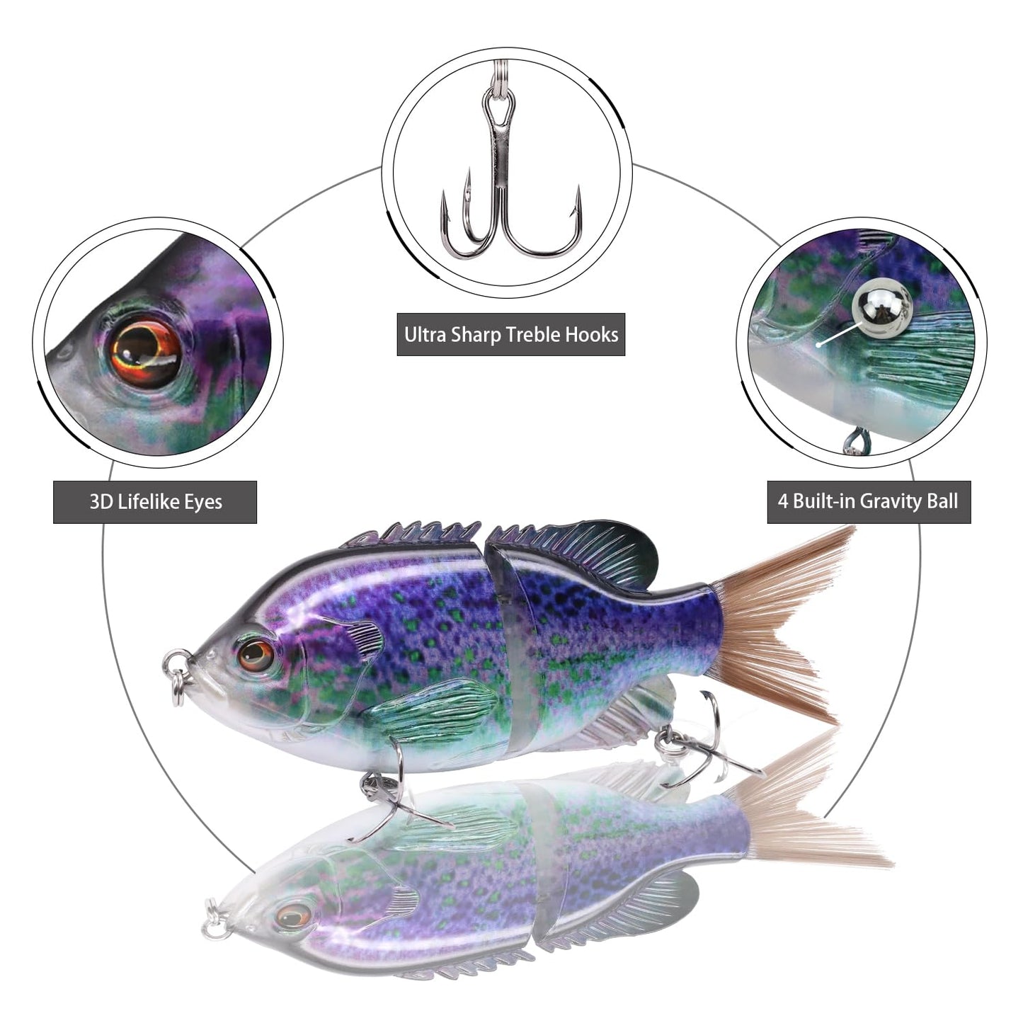 TRUSCEND Easy Catch Swimmax, Magic Noisy Turbulent Wiggling and Vibrating Action for More Bites, Lifelike Fishing Lures for All Species, Swimbait for Relax Family Fishing, Must-Have for Lovely Anglers
