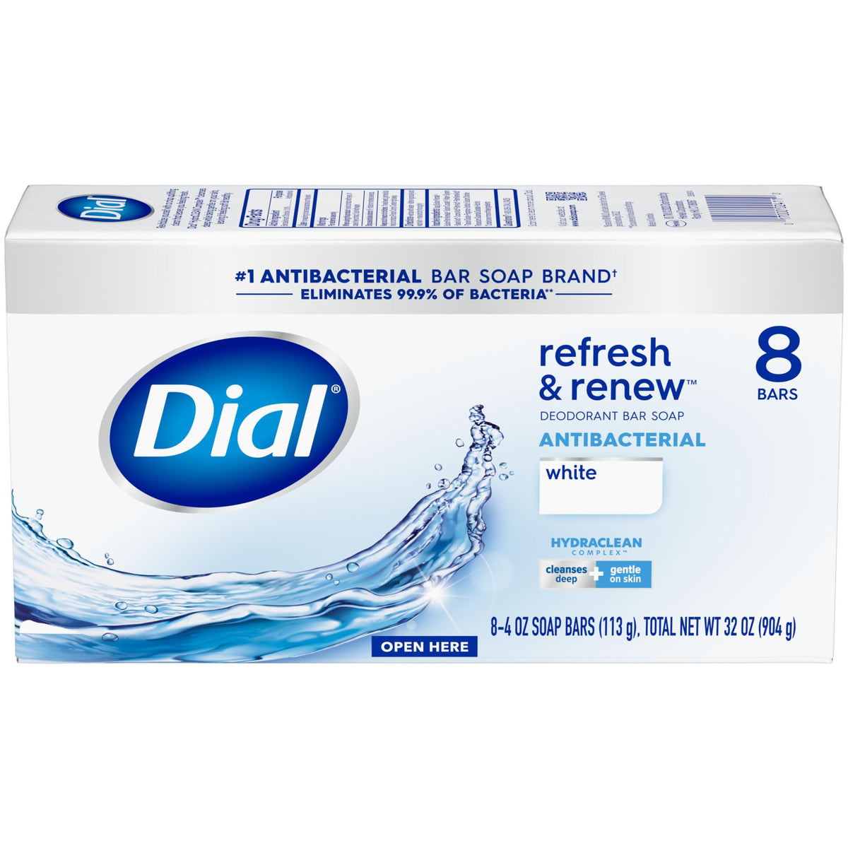 Dial Antibacterial Bar Soap, Calm & Soothe Lavender & Jasmine Deodorant Bar, 4oz (8 Bars)