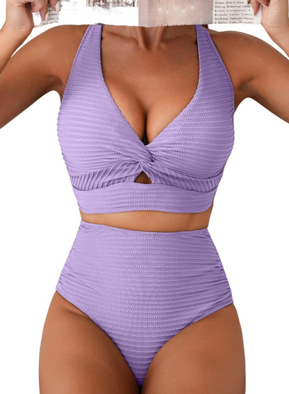 Herseas Womens Textured Bikini Sets 2 Piece Twist Front Top Sexy Swimsuits
