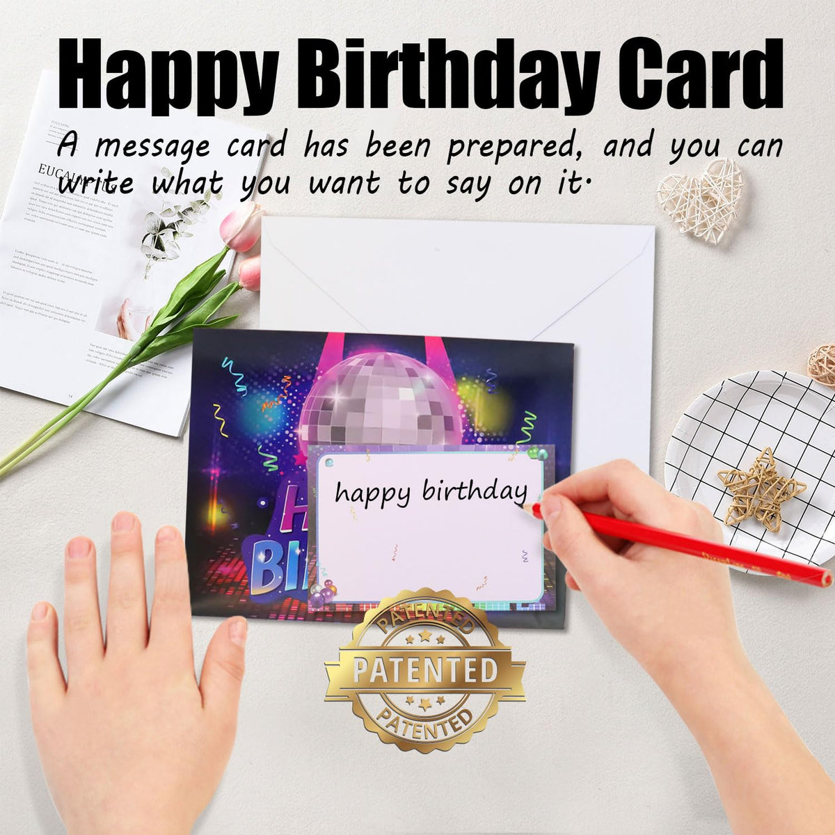 Pop Up Birthday Cards for Men, LED Light & Music Blow The Candle