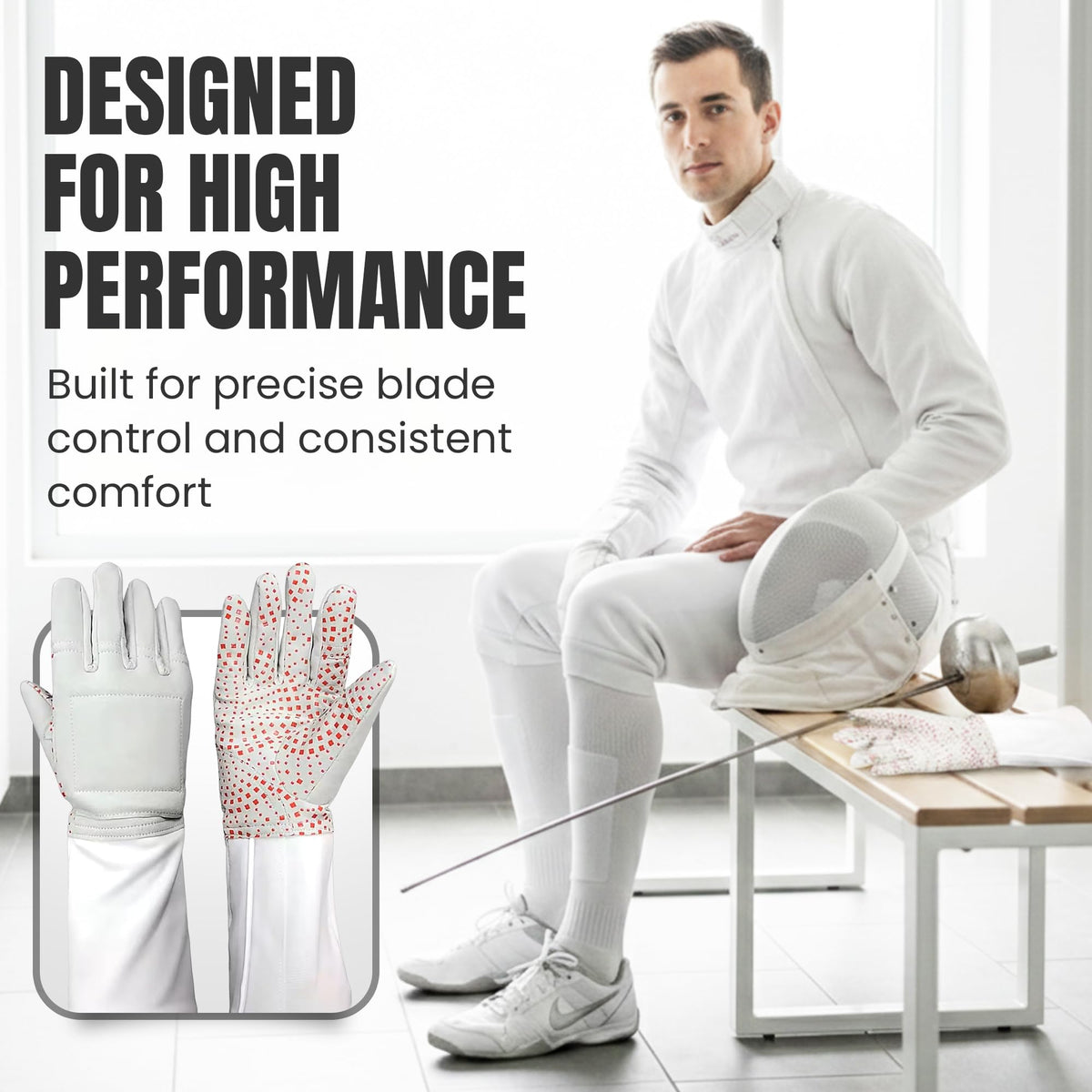 Fencing Glove, 3-Weapon Washable, Pro-Grip Silicone Design, Foil Epee and Saber, Competition Approved