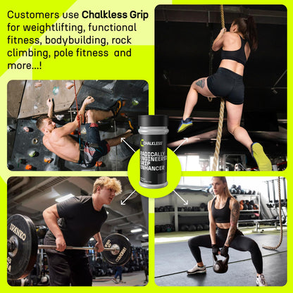 Chalkless Grip Enhancer - Premium Liquid Chalk Alternative & Less Mess Hand Chalk for Weightlifting, Powerlifting, Yoga, Gaming, Climbing, and More, Non-Toxic Long-Lasting & Reliable