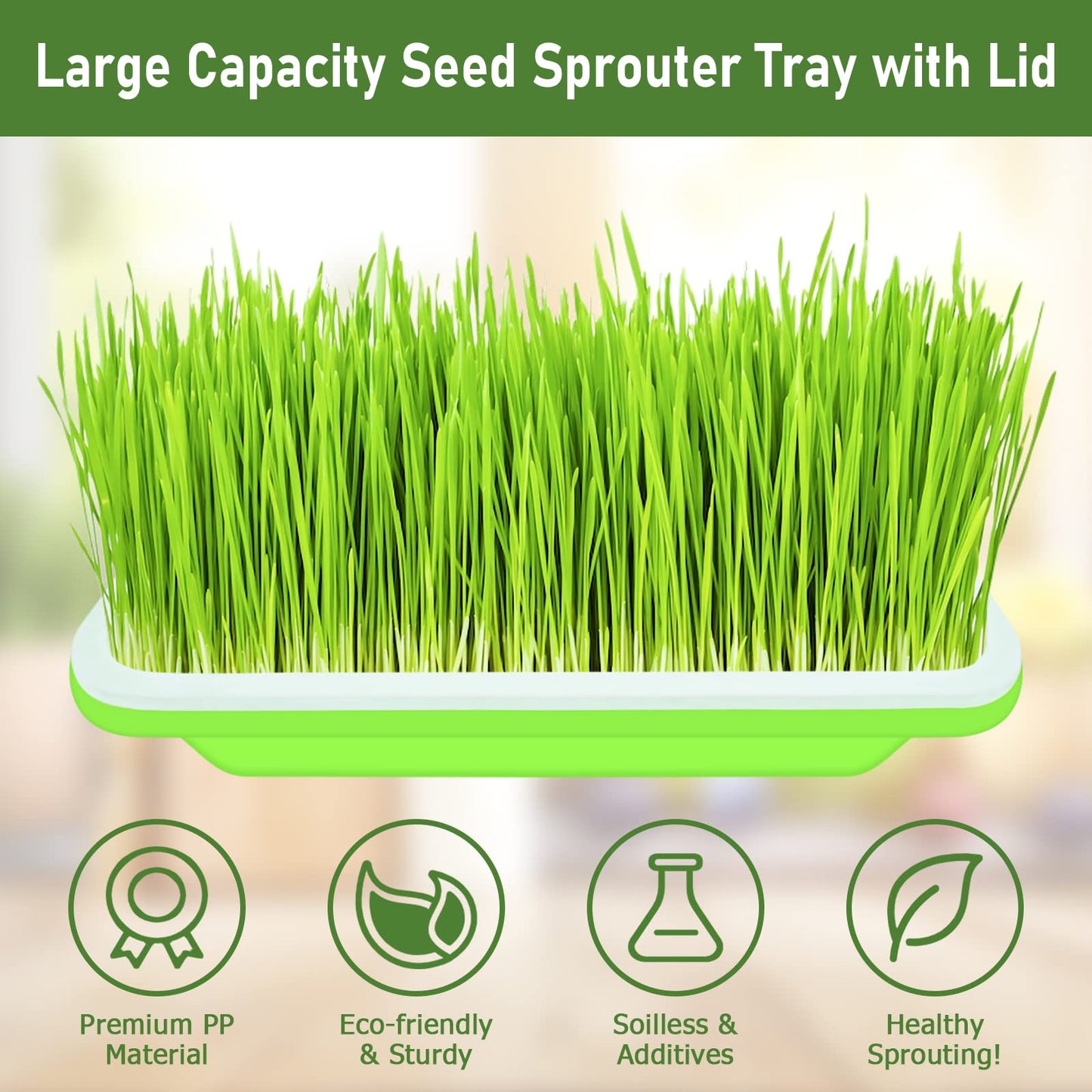 Legigo 8 Pack Seed Sprouter Trays with Lids- Soil-Free Cultivation Germination Tray, BPA Free Micro Greens Growing Trays Seed Sprouting Trays Kit with Germinating Paper for Wheatgrass, Beans and More