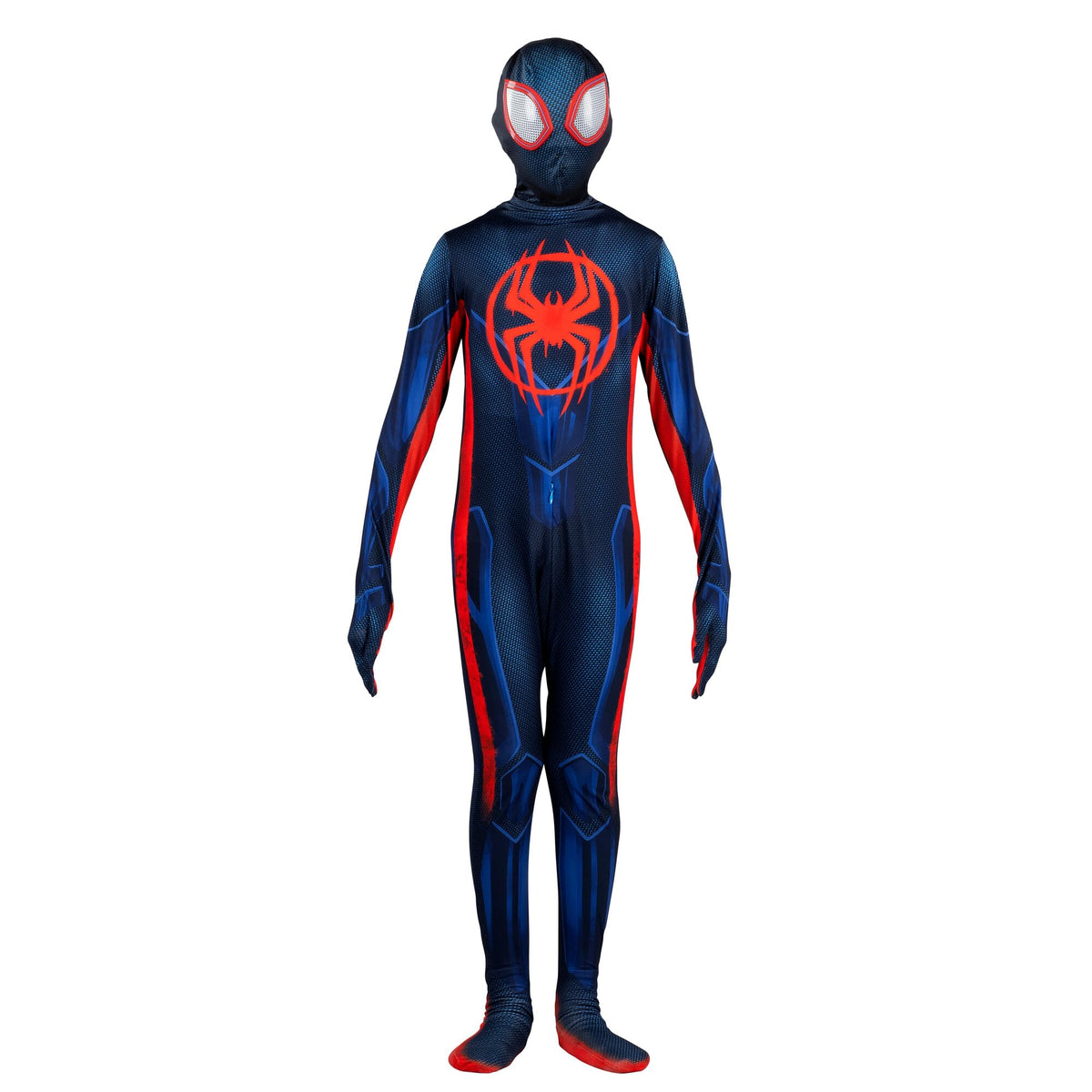 Marvel Miles Morales: Spider-Man Official Youth Deluxe Zentai Costume - Stretch Spandex with Hidden Zippers and Wrist Slits