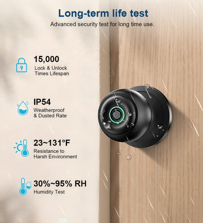 Fingerprint Door Lock, Smart Fingerprint Door Knob with Lock, Biometric Door Locks with App Control & Key, Keyless Thumbprint Entry Door Locks for Bedroom, Front Door, Home, Apartment-Silver