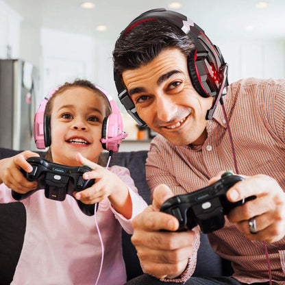 BENGOO G9000 Stereo Gaming Headset for PS4 PC Xbox One PS5 Controller, Noise Cancelling Over Ear Headphones with Mic, LED Light, 7.1 Surround Sound, Soft Memory Earmuffs for Nintendo Xbox Series X|S
