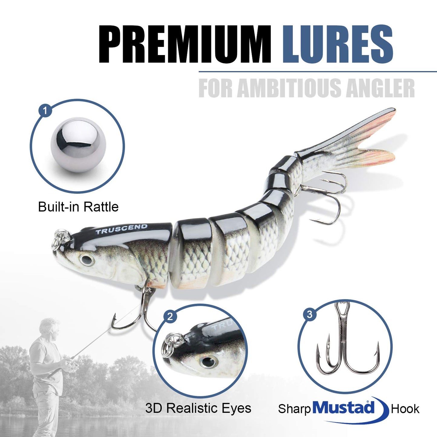 TRUSCEND Easy Catch Swimmax, Magic Noisy Turbulent Wiggling and Vibrating Action for More Bites, Lifelike Fishing Lures for All Species, Swimbait for Relax Family Fishing, Must-Have for Lovely Anglers