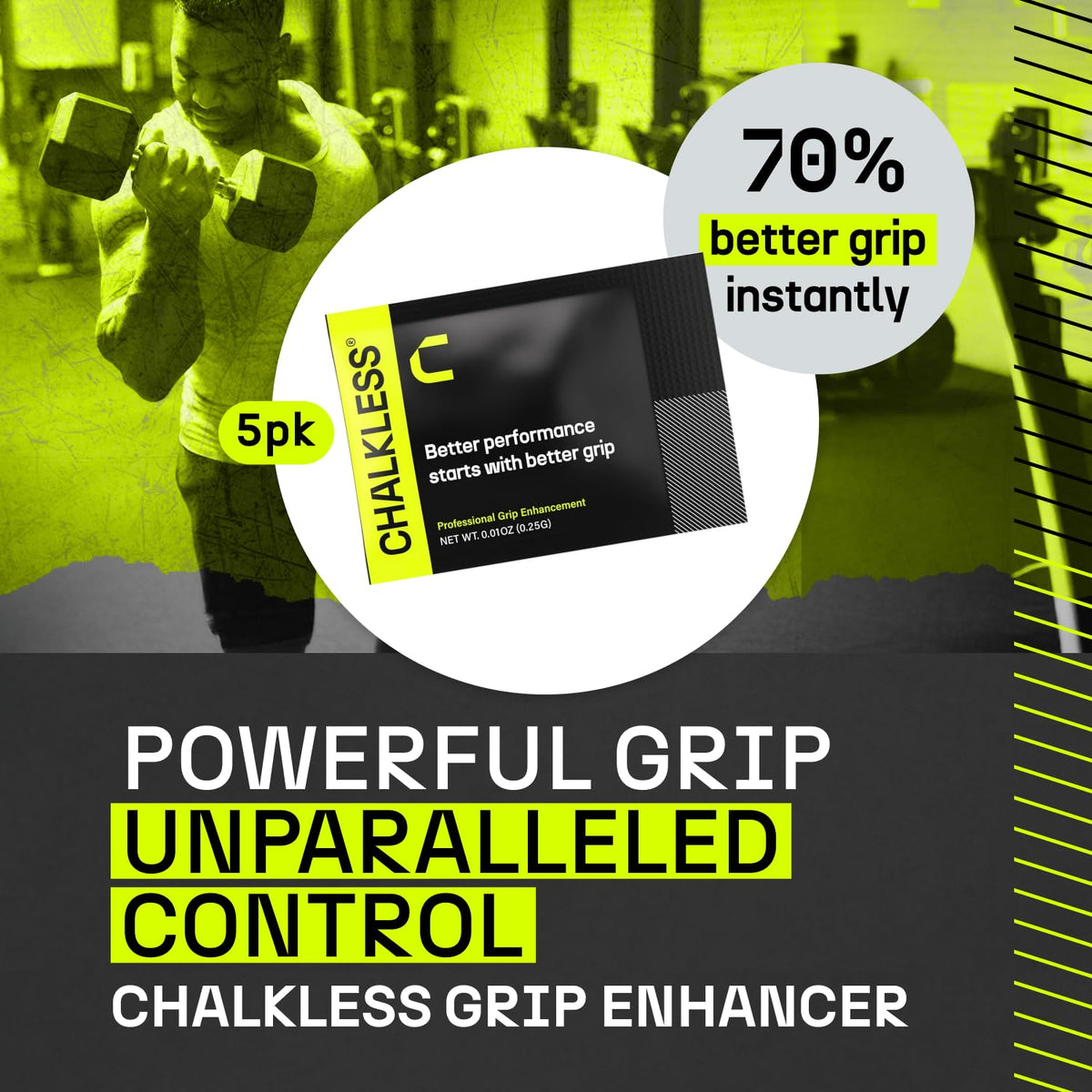 Chalkless Grip Enhancer - Premium Liquid Chalk Alternative & Less Mess Hand Chalk for Weightlifting, Powerlifting, Yoga, Gaming, Climbing, and More, Non-Toxic Long-Lasting & Reliable
