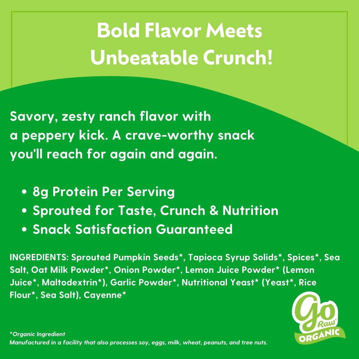 Go Raw Organic Sprouted Pumpkin Seeds - Sea Salted Pepita Snack
