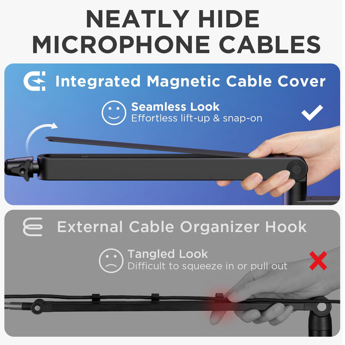 InnoGear Boom Arm Microphone Mic Stand for Blue Yeti Fifine HyperX, Black