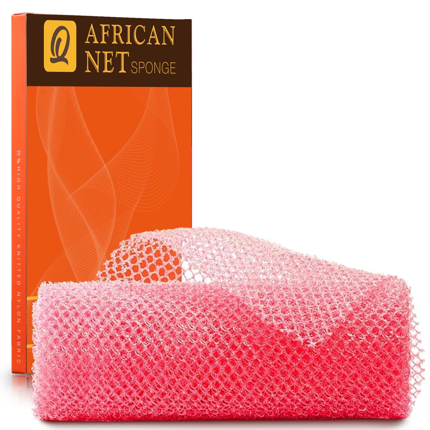 UJFQBH 3 Pieces African Bath Sponge African Net Long Net Bath Sponge Exfoliating Shower Body Scrubber Back Scrubber Skin Smoother,Great for Daily Use (Pink,Yellow,Purple)
