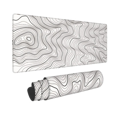 Gaming Mouse Pad, Large Black and Green Line Topographic Mousepad Laptop, Extended Mouse Mat, Long XL Waterproof Keyboard Pads, Big Non-Slip Mousepads for Game Office Home, 31.5 x 11.8 in
