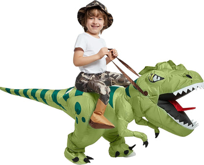 One Casa Inflatable Dinosaur Costume for Kids,Blow Up Halloween T Rex Suit