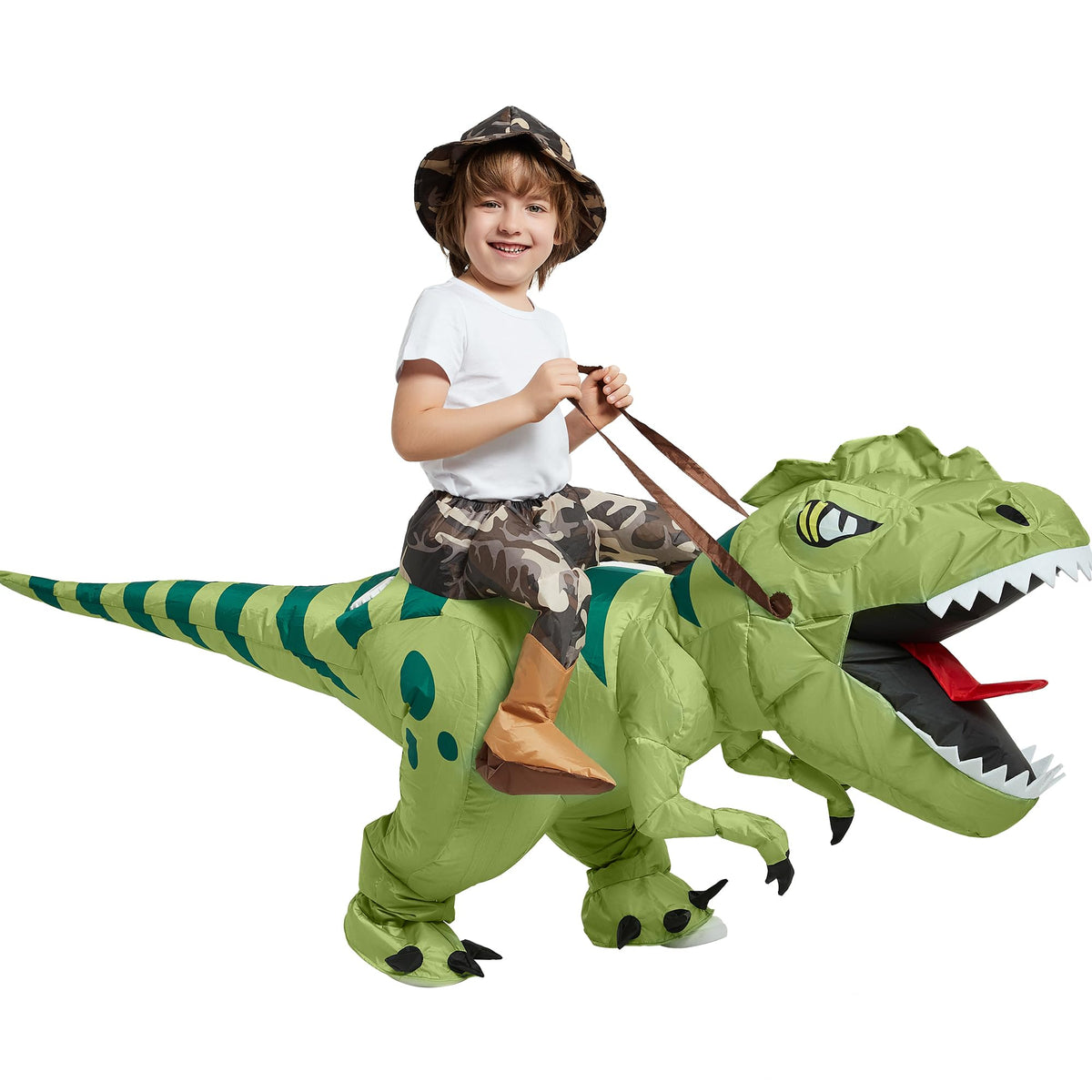 One Casa Inflatable Dinosaur Costume for Kids,Blow Up Halloween T Rex Suit