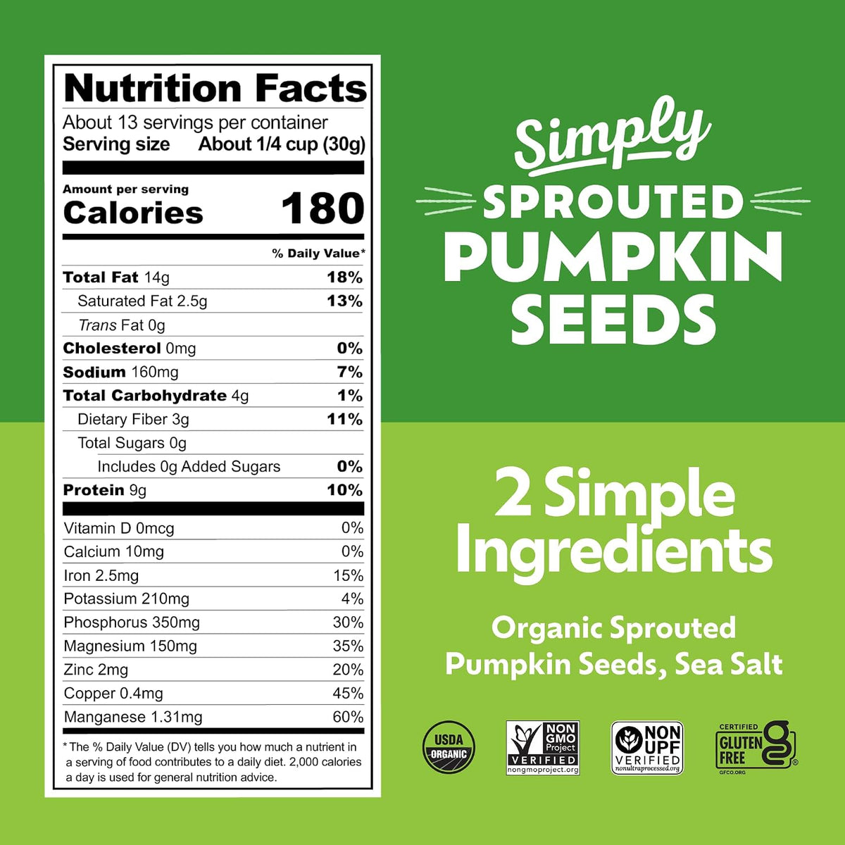 Go Raw Organic Sprouted Pumpkin Seeds - Sea Salted Pepita Snack