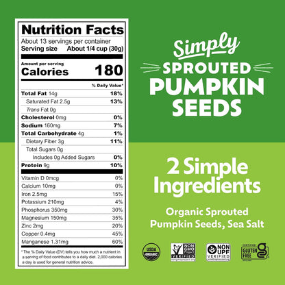 Go Raw Organic Sprouted Pumpkin Seeds - Sea Salted Pepita Snack