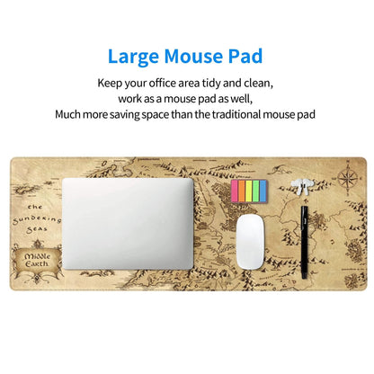 Gaming Mouse Pad, Large Black and Green Line Topographic Mousepad Laptop, Extended Mouse Mat, Long XL Waterproof Keyboard Pads, Big Non-Slip Mousepads for Game Office Home, 31.5 x 11.8 in