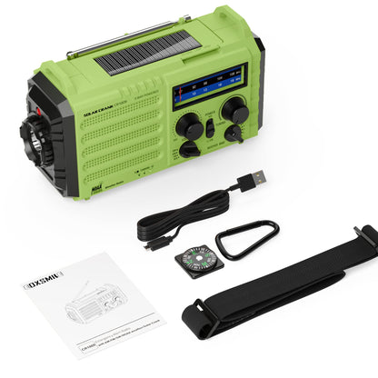 Auto NOAA Emergency Weather Radio, Solar Hand Crank Radio,Portable Battery Operated Emergency Radio with AM FM Shortwave,USB Charger,LED Flashlight,Clock, SOS Alert for Home Outdoors Camping Survival