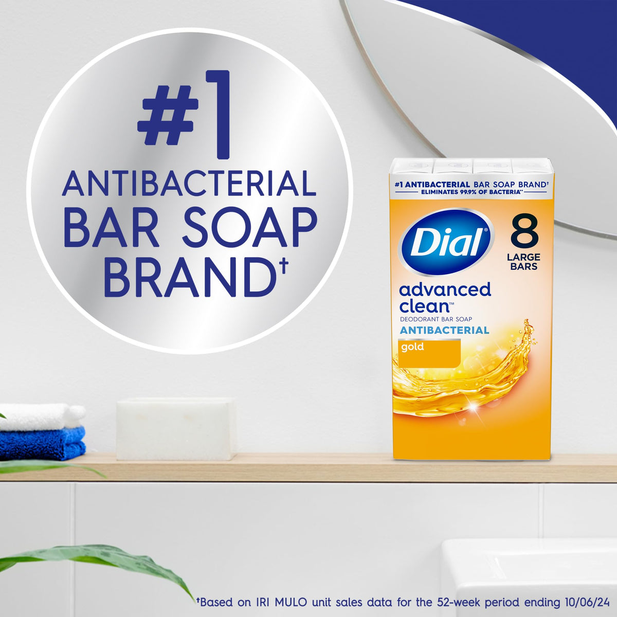 Dial Antibacterial Bar Soap, Calm & Soothe Lavender & Jasmine Deodorant Bar, 4oz (8 Bars)