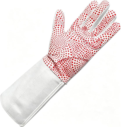 LEONARK Padded Fencing Glove for Foil Epee Sabre, Anti-Slip PU Dot Protective Fencing Bout Practice Glove with Shock Absorbing Pad, Long Forearm Sleeve Design, 1 Pack