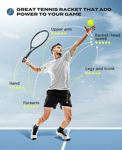 HIRALIY 27-Inch Tennis Racket for Adults with Ball and Carry Bag