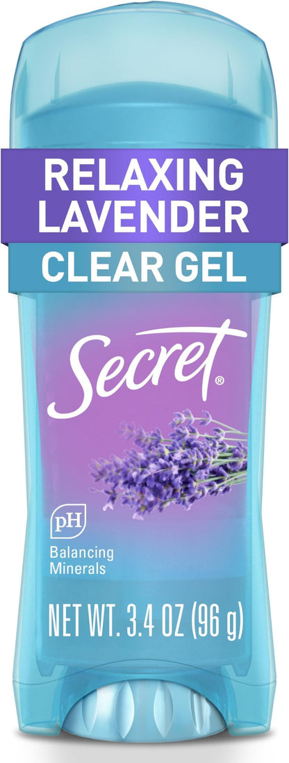 Secret Fresh Antiperspirant Deodorant for Women, 72hr Breathable Sweat & Odor Protection, Instant Freshness & Gentle, PH Balancing Minerals, Clear Gel, Relaxing Lavender Scent, 2.6 oz