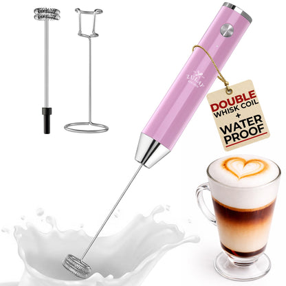 Zulay Kitchen Powerful Milk Frother Wand With 2 Duracell Batteries - Ultra Fast Handheld Drink Mixer - Electric Whisk Foam Maker for Coffee, Lattes, Cappuccino, Matcha, Hot Chocolate & Creamer - Black