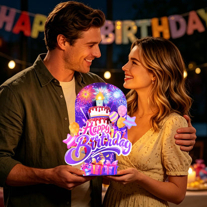 MZD8391 Pop Up Birthday Card with Music, Light, Firework For Men Women
