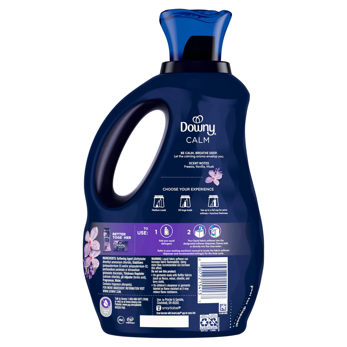 Downy Ultra Soft Fabric Softener Liquid, Calm, Lavender and Vanilla Bean, 56 fl oz, 83 Loads