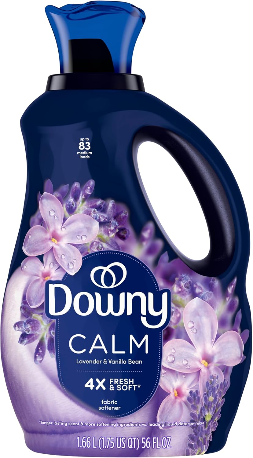 Downy Ultra Soft Fabric Softener Liquid, Calm, Lavender and Vanilla Bean, 56 fl oz, 83 Loads
