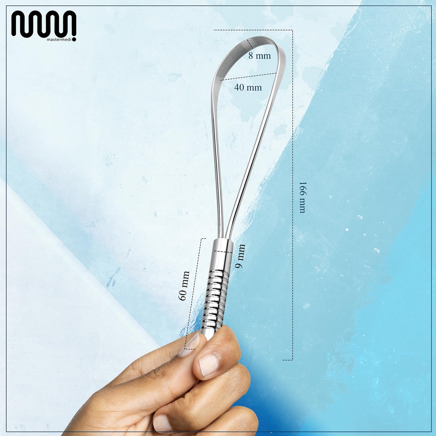 MasterMedi Tongue Scraper for Adults with Multicolor Travel Cases (2 Pack), 100% Stainless Steel, Reduce Bad Breath, Tongue Scrubber, Easy to Use, Tongue Cleaner for Oral Care & Hygiene