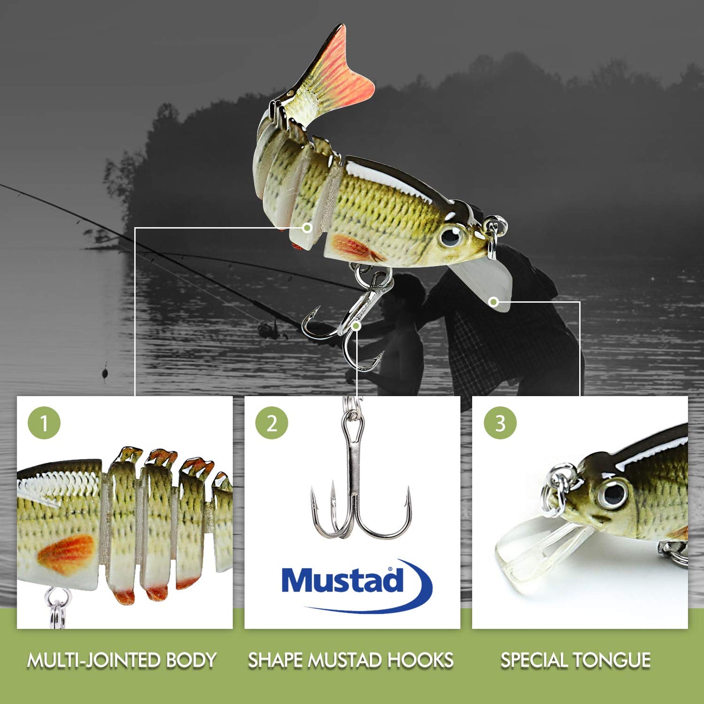 TRUSCEND Easy Catch Swimmax, Magic Noisy Turbulent Wiggling and Vibrating Action for More Bites, Lifelike Fishing Lures for All Species, Swimbait for Relax Family Fishing, Must-Have for Lovely Anglers