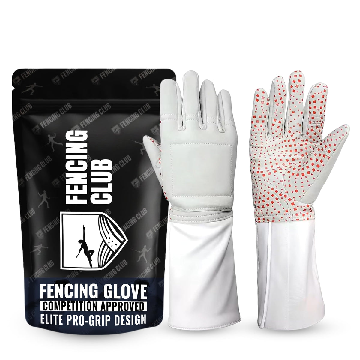 Fencing Glove, 3-Weapon Washable, Pro-Grip Silicone Design, Foil Epee and Saber, Competition Approved