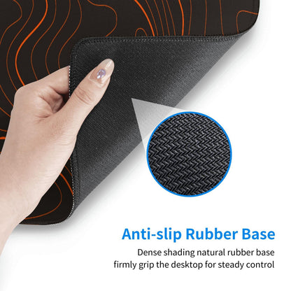 Gaming Mouse Pad, Large Black and Green Line Topographic Mousepad Laptop, Extended Mouse Mat, Long XL Waterproof Keyboard Pads, Big Non-Slip Mousepads for Game Office Home, 31.5 x 11.8 in