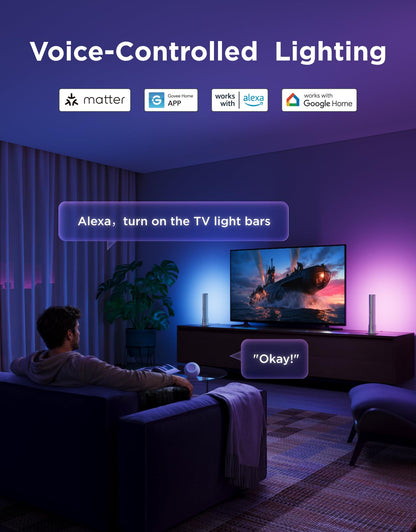 Govee Smart Light Bar, RGBICWW TV Lights for Living Room, Gaming, Black