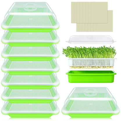 Legigo 8 Pack Seed Sprouter Trays with Lids- Soil-Free Cultivation Germination Tray, BPA Free Micro Greens Growing Trays Seed Sprouting Trays Kit with Germinating Paper for Wheatgrass, Beans and More