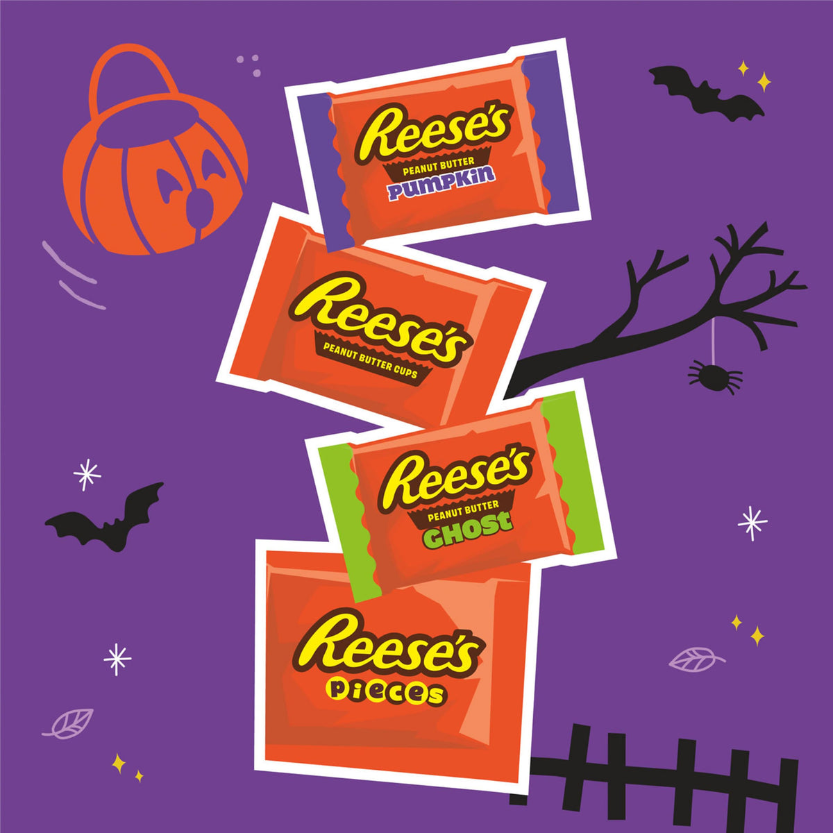 Reese's Assorted Peanut Butter Halloween Candy Pumpkin Bowl, 110 ct
