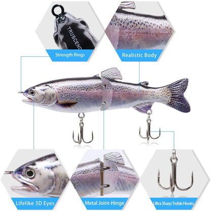 TRUSCEND Easy Catch Swimmax, Magic Noisy Turbulent Wiggling and Vibrating Action for More Bites, Lifelike Fishing Lures for All Species, Swimbait for Relax Family Fishing, Must-Have for Lovely Anglers