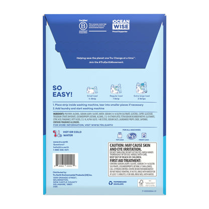 Tru Earth Compact Dry Laundry Detergent - Up to 128 Loads (64 Sheets) - Paraben-Free - Original Eco-Strip Liquidless Detergent, Travel - Fresh Linen | Packaging May Vary